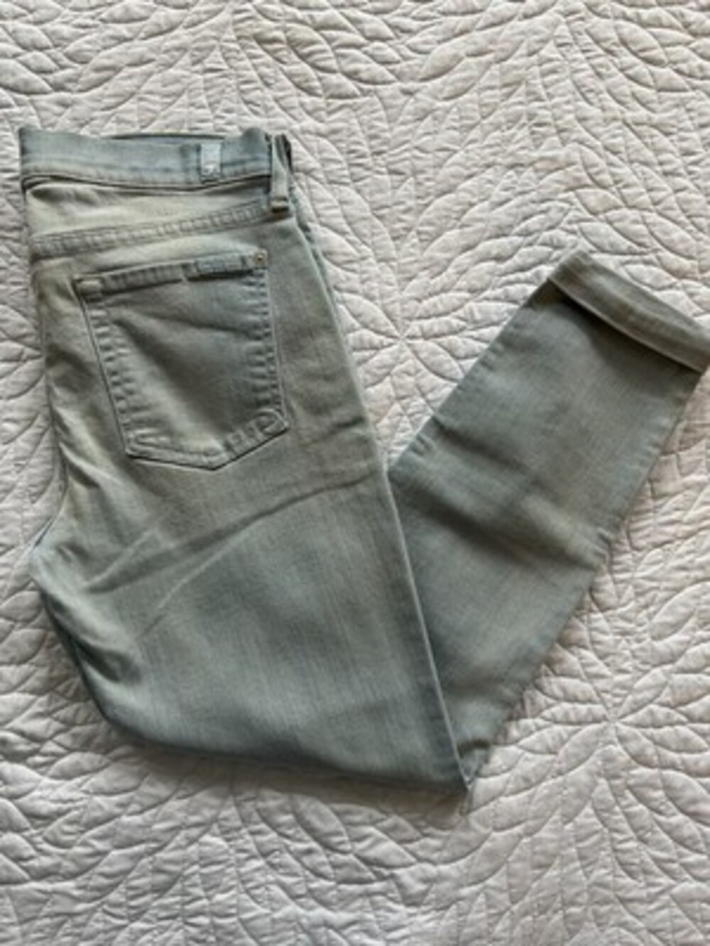 Vintage 7 For All Mankind Jeans Skinny Crop and Roll Light Blue Size 29